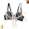 Europeu e Americano Sexy Big Backless Peito Envolvendo Ultra Short Sling Indústria Pesada frisado Underwear Tassel strass Triângulo Cup Sutiã espinha de peixe