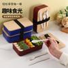 Caixa de almoço de bambu japonesa transfronteiriça, camada única, selada, grande capacidade, formato sub, forno de micro-ondas, fabricantes, Amazon