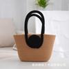 Bolso de mano negro con forma de cuerda de algodón, bolso de mano de algodón para uso diario.