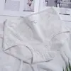 Roupa íntima feminina Pingkangle algodão jacquard respirável cintura média-alta tamanho grande cor sólida triângulo forro de algodão penteado outlet de fábrica