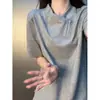 Camiseta Assimétrica Branca Estilo Americano com Zíper, Gola Alta, Manga Curta Pesada, Camada Base, Manga Meia-Manga de Nicho, para Homens, Verão, Toque de Luxo