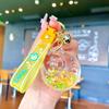 Llavero creativo de dibujos animados luminoso con cabeza de Mickey y botella de arenas movedizas con líquido de aceite, cuentas de burbujas y botella de deriva