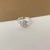 Anel Aberto Flor de Strass Pérola Estilo Ins da Moda Leve Luxo Temperamento Simples Versátil Design de Nicho Anel de Dedo