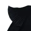 Top de Tricô Preto com Gola Redonda, Manga Curta e Pedrarias de Alto Padrão para Mulheres, Novo Estilo Verão 2026, Elegante e Emagrecedor para o Dia a Dia