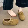 Sapatos felpudos estilo Birkenstock para mulheres, novidades do inverno 2026, sapatos totalmente fechados de pelo, sapatos quentes de algodão com sola grossa, para calçar e tirar facilmente