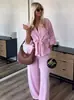 Comercio Exterior Transfronterizo Ropa para Mujer Verano 2025 Estilo Europeo y Americano Camisa de Manga Larga con Cordón + Conjunto de Pantalones Casuales para Mujer B88851/2F