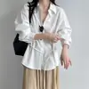 Camisa feminina de outono nova com amarração na cintura e lapela, estilo coreano simples, jaqueta blusa para o dia a dia