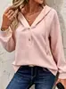 Sudadera con capucha de color liso abotonada, estilo nuevo, cómoda, elegante y versátil, moda femenina independiente transfronteriza europea y americana 2026