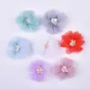 En stock tela seersucker flor DIY hecho a mano coreano 5cm tocado corsage accesorios decorativos para ropa accesorios de flor de gasa