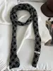 Cachecol Estreito Fino Jacquard Retrô Fair Isle para Mulheres Outono Inverno Moda Tendência Acessório Estreito Longo Aquecedor de Pescoço
