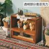 Vitrina Nórdica Retro de Madera Maciza de Doble Puerta, Gabinete de Almacenamiento para Artículos Varios y Cosméticos, Cajón, Caja de Almacenamiento de Madera para Escritorio
