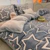 Conjunto de quatro peças de lã de coral de leite engrossado Inverno de dupla face capa de colcha de flanela de cama de cama de três peças forrada de lã de inverno