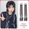 Peluca Trenzas de Boxeadora Cola de Caballo para Mujer Giro de Cabello Trenzas Largas Populares Y2K Trenzas Sucias Reflejos Coloridos Trenzas de Boxeadora Colas de Caballo Dobles