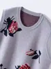 Colete de Tricô Gola Redonda de Caxemira Novo Outono/Inverno 2025 para Mulheres em Vermelho Rosa com Design Jacquard Cardigan Sem Mangas