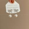 Aretes de Borla de Perla con Lazo Dulce Nuevo Estilo Coreano con Incrustaciones de Diamantes Aretes de Pin de Plata Colgantes Traseros de Moda para Mujer Dos Usos