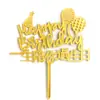 Bandera Decorativa para Pastel de Acrílico Tarjeta de Fiesta Feliz Cumpleaños Enchufe Decoración Creativa para Pastel Paquete de 10