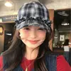 Gorra de Béisbol Retro a Cuadros con Volantes Versátil para Uso Diario para Mujer, Nuevo Sombrero de Sol Estilo Coreano Primavera/Verano