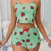 Conjunto de pijama camisola com estampa fofa de morango e acabamento em babados, o mais vendido da Amazon em moda íntima feminina europeia e americana