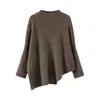 26 Otoño Invierno Nuevo Cuello Alto 100% Lana Tejido Chal Capa Suéter para Mujer Holgado Top Pulóver Perezoso Casual