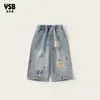 Pantalones de mezclilla bordados para niñas Yingsibao, pantalones largos versátiles, pantalones casuales de otoño para niñas mayores