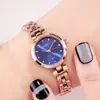Reloj de Acero Color Oro Rosa Incrustado con Diamantes Gedi para Mujer Versátil Resistente al Agua Reloj de Pulsera de Moda Transfronterizo