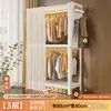 Guarda-roupa simples com prateleiras para montagem em casa, quarto, apartamento alugado, cabideiro estilo aberto, cabideiro de metal aço