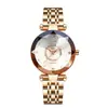 TikTok Estrella Roja de Internet Cara de Diamante Vidrio Brillante Correa de Acero Sólido Moda Reloj para Mujer Tendencia Reloj de Nicho Mujer