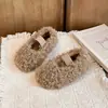 Zapatos Lindos de Lana Rizada para Niños 2026 Otoño/Invierno Nueva Moda Calzado Exterior Plus Terciopelo Engrosado Cálidos Mocasines