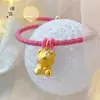 Pulsera de Cuerda de Cuero con Colgante de Cabeza de Oso PP y Oso de Fresa de la Familia Zhou Jindian con Cuentas de Transferencia para Mujer