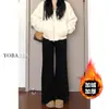 Calça Jeans Feminina Black Slair Tamanho Grande Forrada com Lã de Inverno Tamanho Grande Menina Cheinha Stretch Emagrecedora Cintura Alta Calça Ferradura