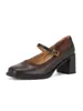 Versión de Piel de Vaca~Zapatos Elegantes de Una Correa Estilo Francés Inspirados en Chanel con Punta Baja, Tacón Grueso, Tacones Altos Mary Jane Versátiles con una Sola Correa para Mujer