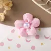 Acessórios de flor de pérola tridimensional em organza leve, preenchidos com algodão, cheios de strass, enfeites de flor de tecido, produtos semiacabados no atacado