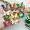 Pulsera Colgante de Mariposa de Doble Cara con Agujero Vertical para Aceite, Estilo Antiguo, Chapada en Oro, Bidireccional, Accesorios para Ropa, Joyería de Aleación Colorida