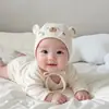 Gorro para bebé para primavera y otoño, de dibujos animados, gorro para recién nacido, protege la fontanela, lindo para bebés y niños pequeños, a prueba de viento, protección para los oídos, cálido