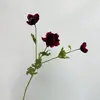 Flor de Amapola Artificial de 3 Cabezas Transfronteriza Muestra de Amapola de Terciopelo Decoración de Sala de Muestras Arreglo de Boda Decoración de Flores Artificiales Venta al por Mayor