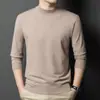 Nuevo Suéter de Lana de Color Sólido de Manga Larga para Hombre, Cuello Alto, Corte Ajustado, Moda Casual, Venta al por Mayor