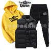 Conjunto Esportivo de Veludo Estampado Outono e Inverno Transfronteiriço Moda Americana Casual Colete Moletom de Algodão e Calça de Moletom Conjunto de Três Peças