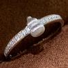 Anel de Abóbora Escovado com Diamante de Luxo Leve e de Alta Qualidade, Retrô, Requintado, Moderno e Personalizado, Anel Simples Estilo Chinês Novo Fulu