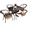 Juego de Tres Piezas de Silla de Ratán Mesa y Sillas para Exterior Patio Terraza Jardín Mesa de Centro para Exterior Silla de Ratán para Descanso Silla de Balcón