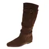 Botas Femininas de Cano Longo com Bico Fino e Design Retrô, Celebriedade da Internet, Novo Estilo Primavera/Outono 2026, com Fivela, Salto Bloco, Cano Franzido