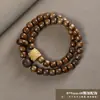 Grânulos de Pau-Rosa Preto Estilo Antigo Design DIY Pulseira de Círculo Duplo Anel de Gato Correndo Pulseira Grânulos de Buda Acessórios Culturais