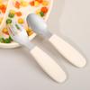 Cuchara y tenedor para comida de bebé, de acero inoxidable 316, de silicona, con mango largo, portátil, para el hogar, para niños.