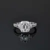 Anillo Popular Europeo y Americano Transfronterizo de Plata de Ley S925 para Mujer con Incrustación de Moissanita, Elegante Joyería de Anillo para Mujer con Piedra de Moissanita