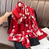 Lenço de Novo Estilo para Mulheres, Primavera e Outono, Lenço Longo de Seda para Combinar com Casaco, Lenço Longo de Cetim, Xale com uma Vibe Coreana