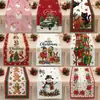 Venda Quente Transfronteiriça Caminho de Mesa de Natal Homem-Pão de Gengibre Papai Noel Atmosfera Festiva Decoração de Festa Mesa de Jantar Toalha de Mesa Caminho de Mesa