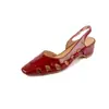 Sandalias Cuadradas de Tacón Grueso con Cortes y Espalda Abierta, Hechas a Mano, Retro, de Lujo Nicho, Zapatos Elegantes para Mujer que Aumentan la Altura, Verano 2026