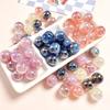 Cuentas redondas de 16 mm UV plateadas con agujero recto, resina, cuentas Cielo Estrellado, cadena para teléfono móvil DIY, colgante para coche, llavero, material para accesorios de joyería