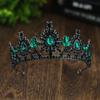 Corona para el Cabello Nupcial Europeo y Americano Tocado Cruzado de Venta Caliente Transfronteriza Cumpleaños Pedrería Corona Oscura Disfraz de Halloween Accesorios Barrocos