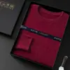 Suéter Masculino de Cashmere 2026 Gola Redonda Outono/Inverno Novo Estilo Cor Sólida Malha Amiga da Pele Para Jovens e Meia-Idade Camada Base Suéter Fino