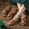 Pantuflas de ratán para el hogar de mujer antideslizantes para interior pareja hogar un hombre y una mujer primavera y verano sandalias de bambú